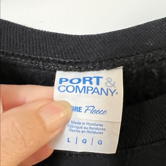 Port and Company Black Sweatshirt with White Ghosts - Picture 2 of 5